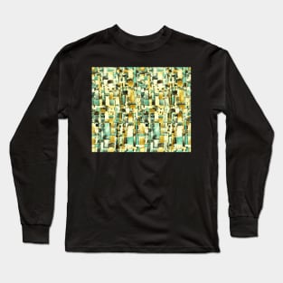 Abstract gold and aqua Long Sleeve T-Shirt